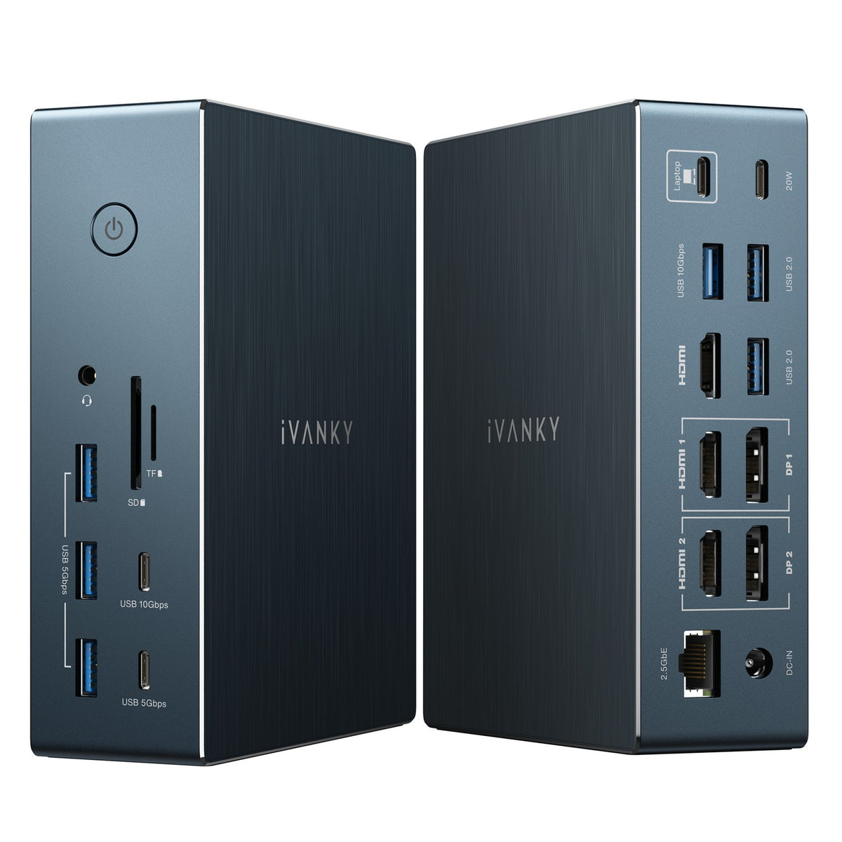 iVANKY 20-i-1 DisplayLink Dockingstation Air FusionDock Pro 2, Triple 4K@60Hz skærme til M1/M2/M3/M4/M5 MacBook/Windows, 180W, 2.5GbE, HDMI, DP, 10Gbps