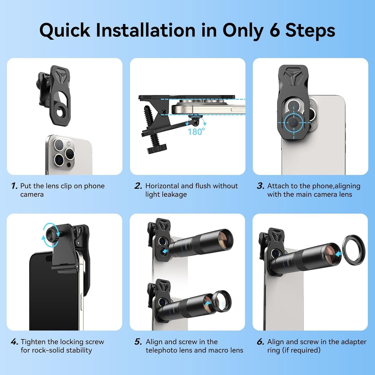 APEXEL 10X Tele-Macro Pro Dual Lens 2-i-1, bærbart telefoto- og makroobjektiv med clip-on-fæste til smartphones
