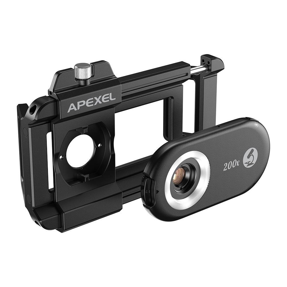 APEXEL Telefon Mikro Linse Nano Zoom til Android/iPhone med LED UV Lys/CPL/Universal Klemme APL-MS200