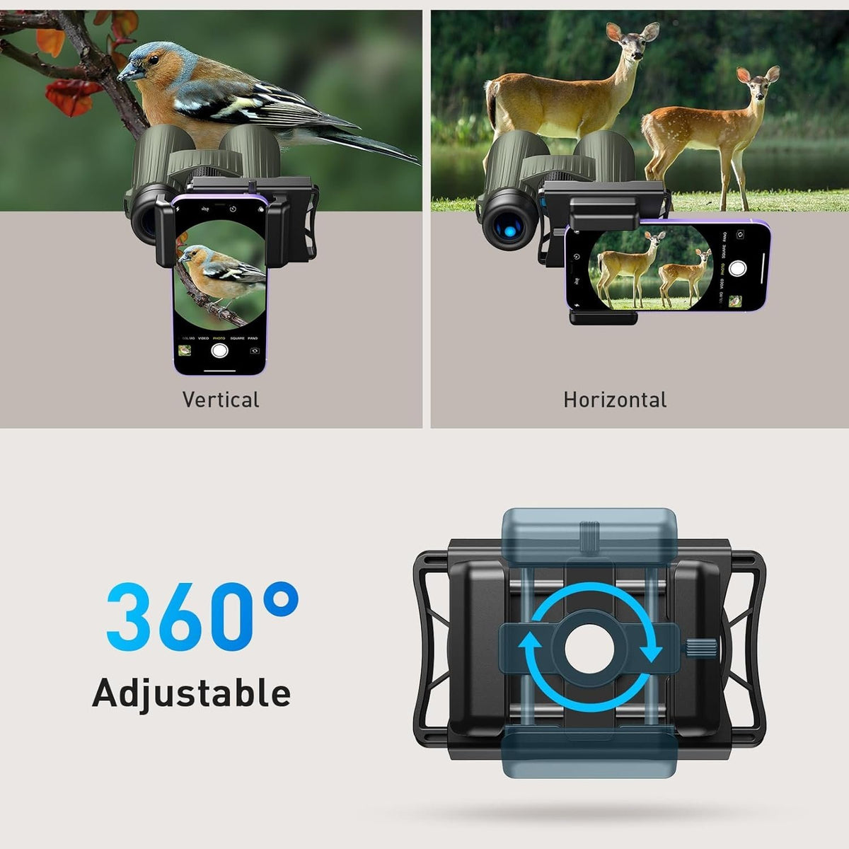 APEXEL Universel Mobiltelefon Mikroskopadapter med Fjernudløser og 360° Rotation