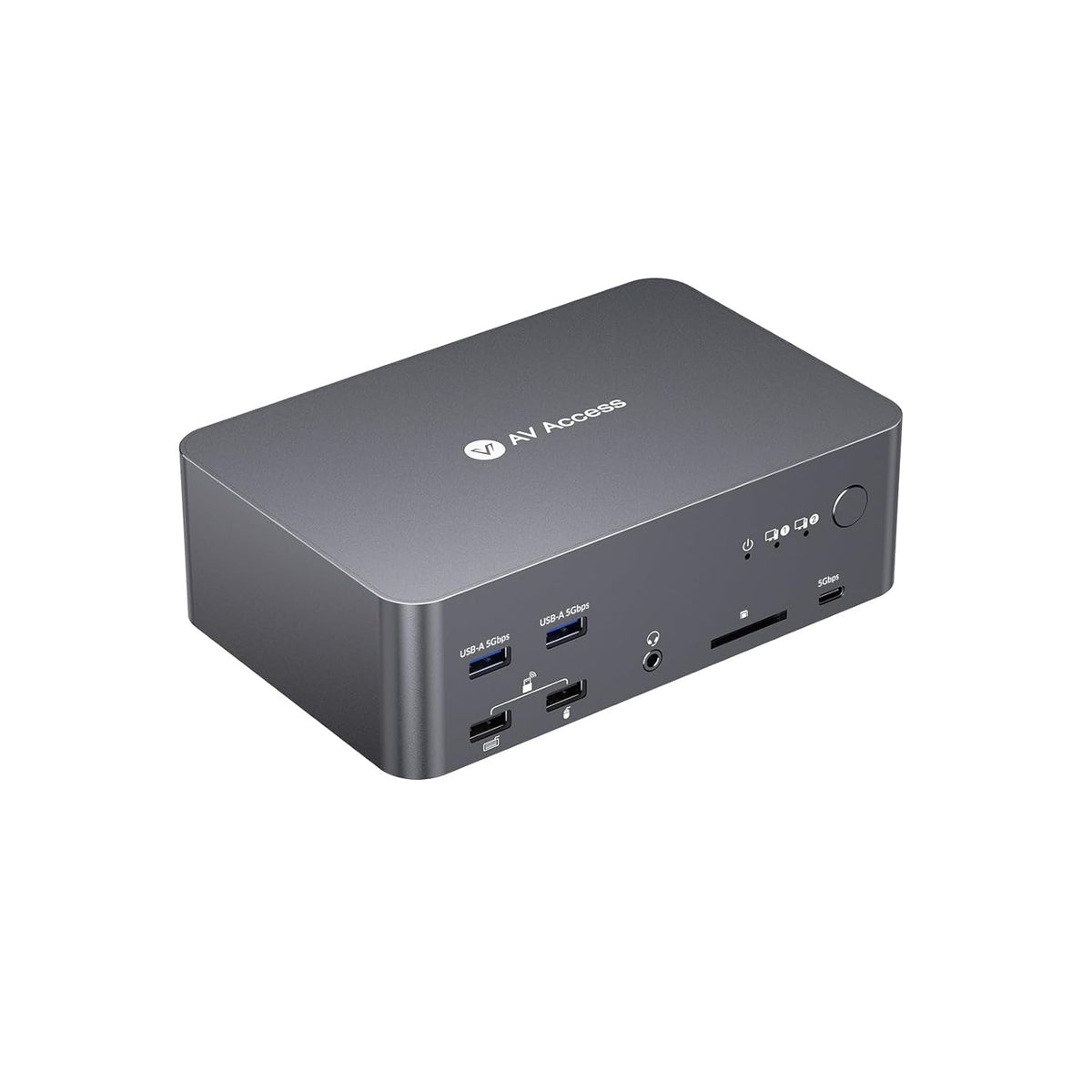 AV Access iDock D23i Dockingstation og KVM-switch 2 til 3, Triple Monitor til 2st Desktop-PC'er, 8K@60Hz, 5xUSB-A, 1xUSB-C, 1G Ethernet, Lyd, SD