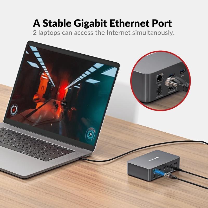 AV Access iDock C20 Dockingstation og KVM-switch 2 til 2 USB-C til HDMI, 4K60Hz, 6x USB-A, 1x USB-C PD 100W, 1x 3,5 mm AUX, 1x SD-kortlæser, 2x60W PD