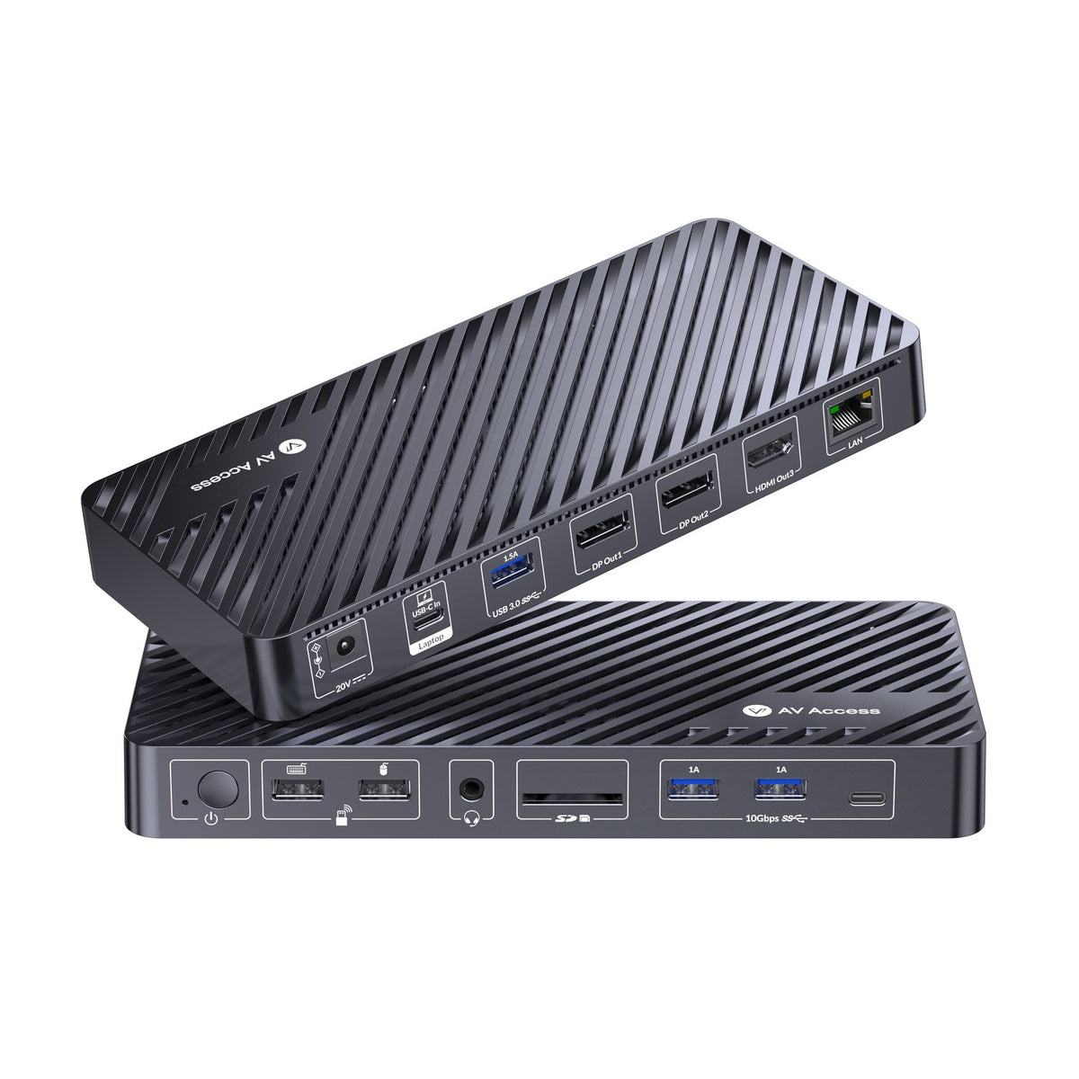 AV Access KD-S03 1 til 12 USB-C Dockingstation med tredobbelt skærm 2xDP 1xHDMI 4K60Hz 2K 144Hz PD100W