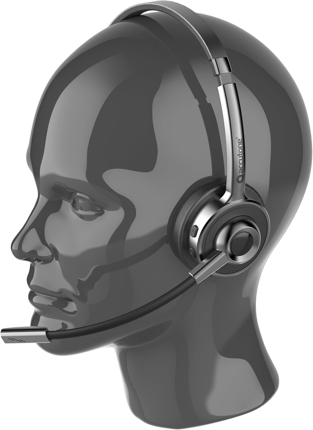 Accutone Sonar 280 Bluetooth USB-headset, trådløst headset med mikrofon, aktiv støjreducerende mikrofon, 14 timers batterilevetid