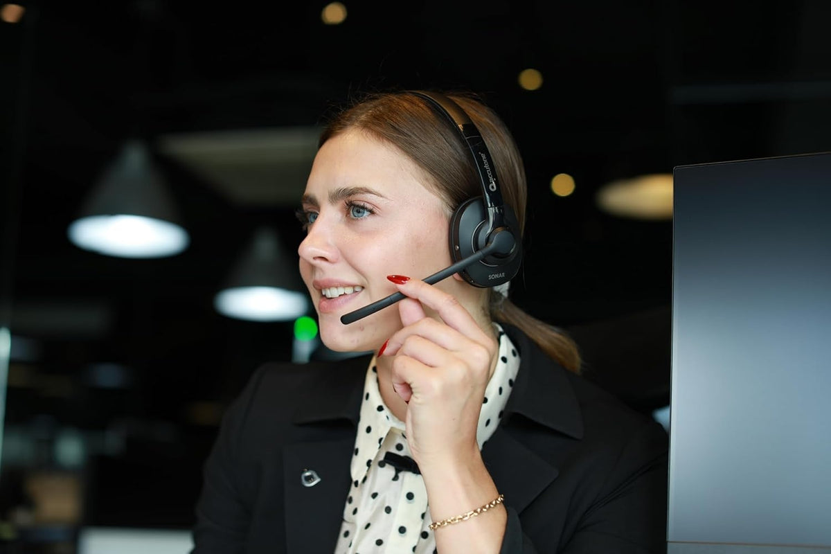 Accutone Sonar 60 Dual Bluetooth & USB kablet headset med støjreducerende mikrofon, lang batterilevetid til PC/Mac og telefoner