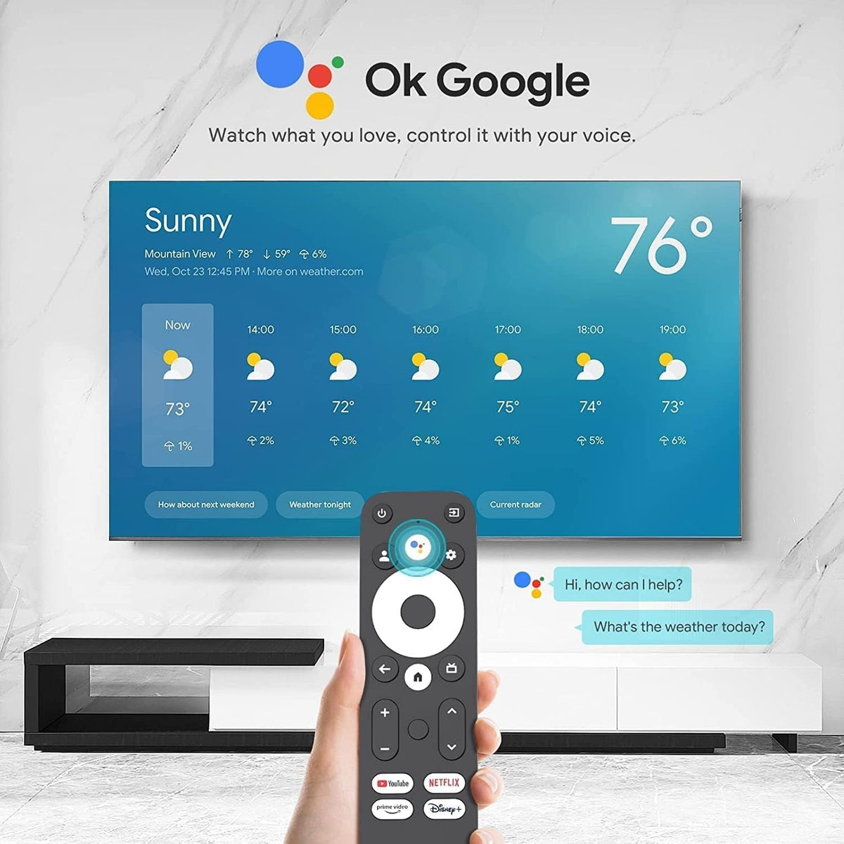 Android Google TV-certificeret 4K-streamer, mediaplayer-box med stemmeassistent, fjernbetjening, indbygget Chromecast og smart home-kontrol