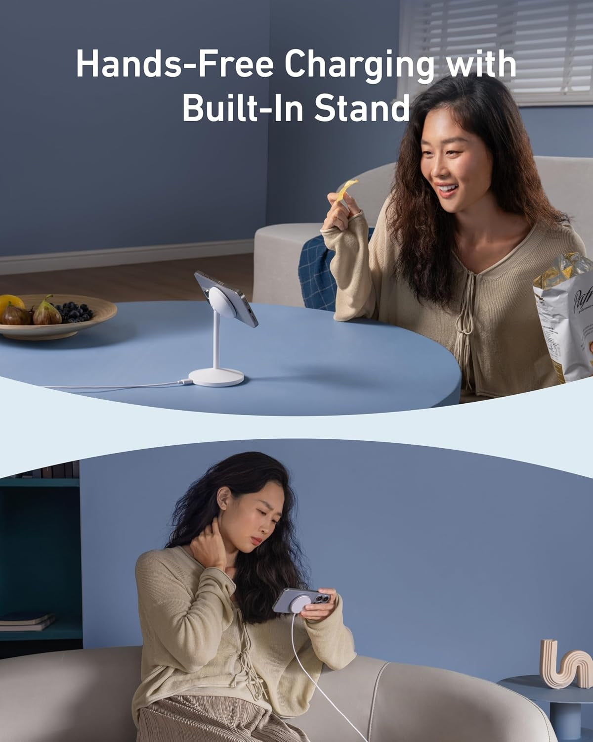 Anker MagGo 15W trådløs oplader med USB-C-kabel, Qi2 trådløs oplader, til iPhone 16/15/14/13-serien og AirPods