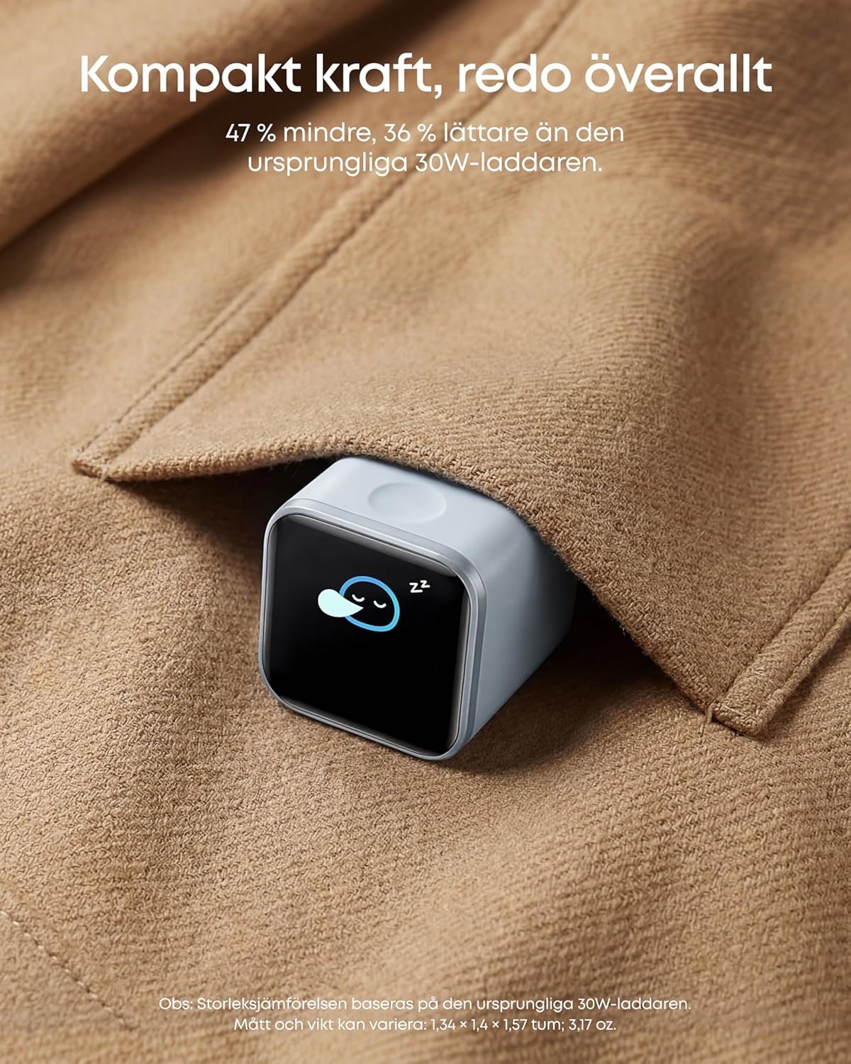 Anker Nano 45W Smart Display USB-C-oplader 45W, hvid