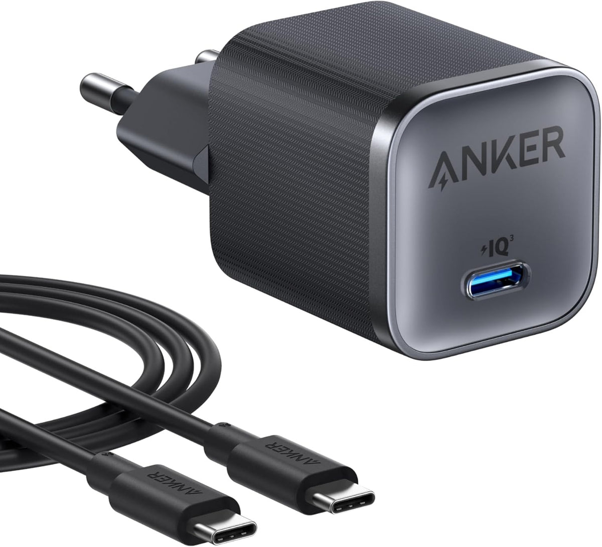 Anker Nano 45W USB-C Hurtigoplader til iPhone, MacBook, iPad, Samsung Galaxy inkl. 1,8 m kabel
