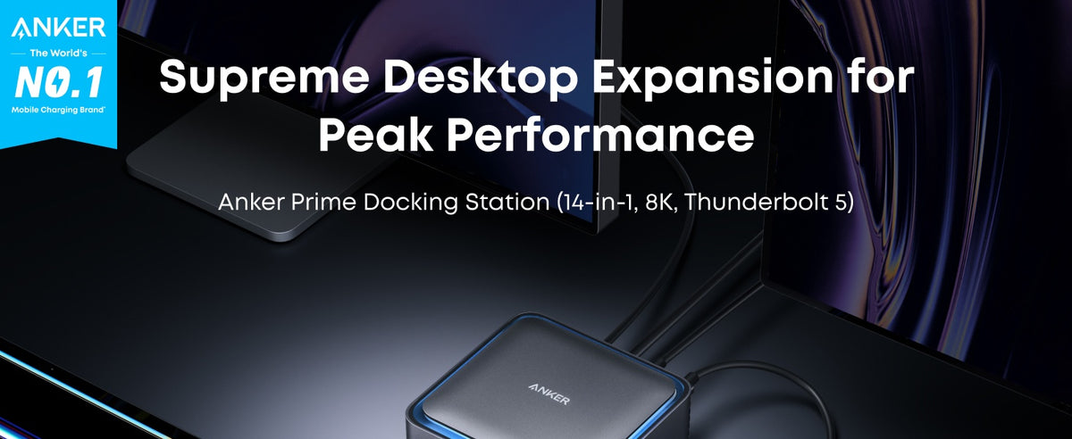 Anker Prime Thunderbolt 5-dockingstation, 8K@60Hz/6K/4K, 120Gbps, 14 porte + 140W opladning til Thunderbolt 5/4-laptops
