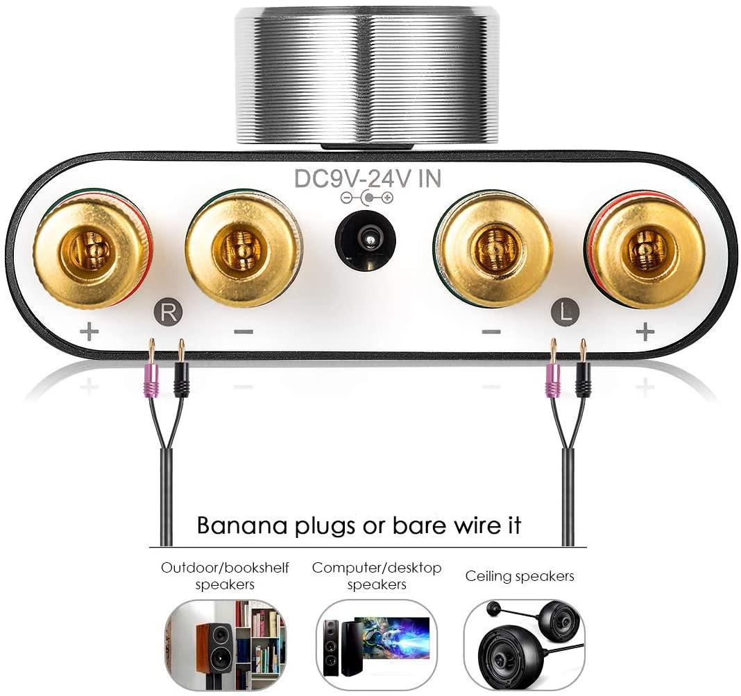 Bluetooth 5.0 stereoforstærker digital audio-forstærker 2x50W AUX / USB / BT sølv