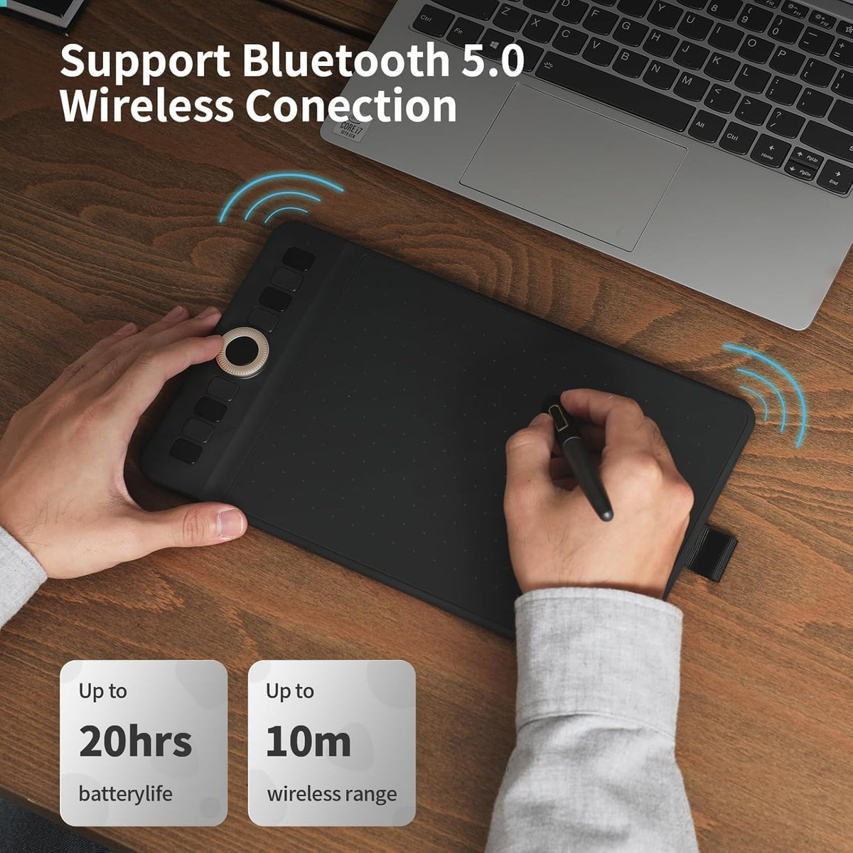 GAOMON WH851 Bluetooth-tegneplade med 8 knapper