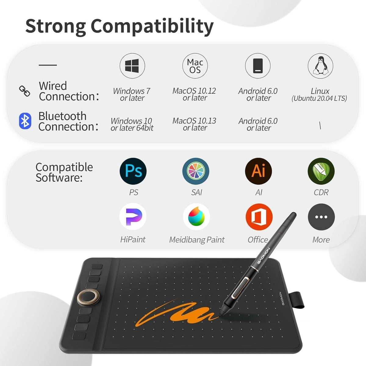GAOMON WH851 Bluetooth-tegneplade med 8 knapper