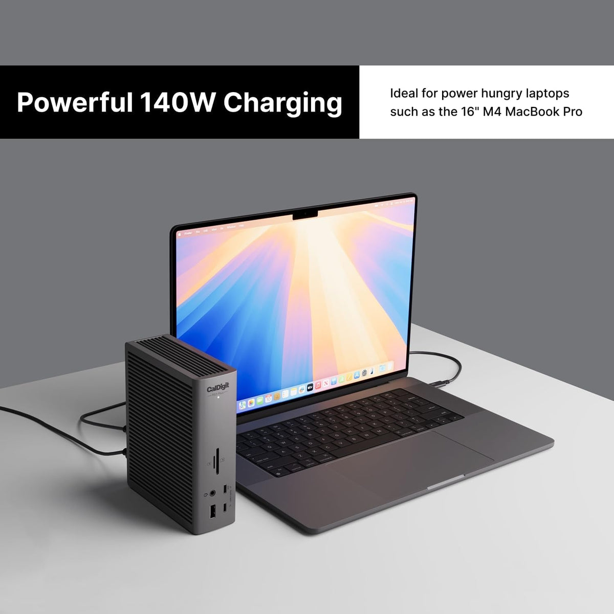 CalDigit TS5 Plus - 20 Porte Thunderbolt 5 Dockningsstation, 140W Opladning, 3X 80Gb/s Thunderbolt 5, 10x 10Gb/s USB Porte