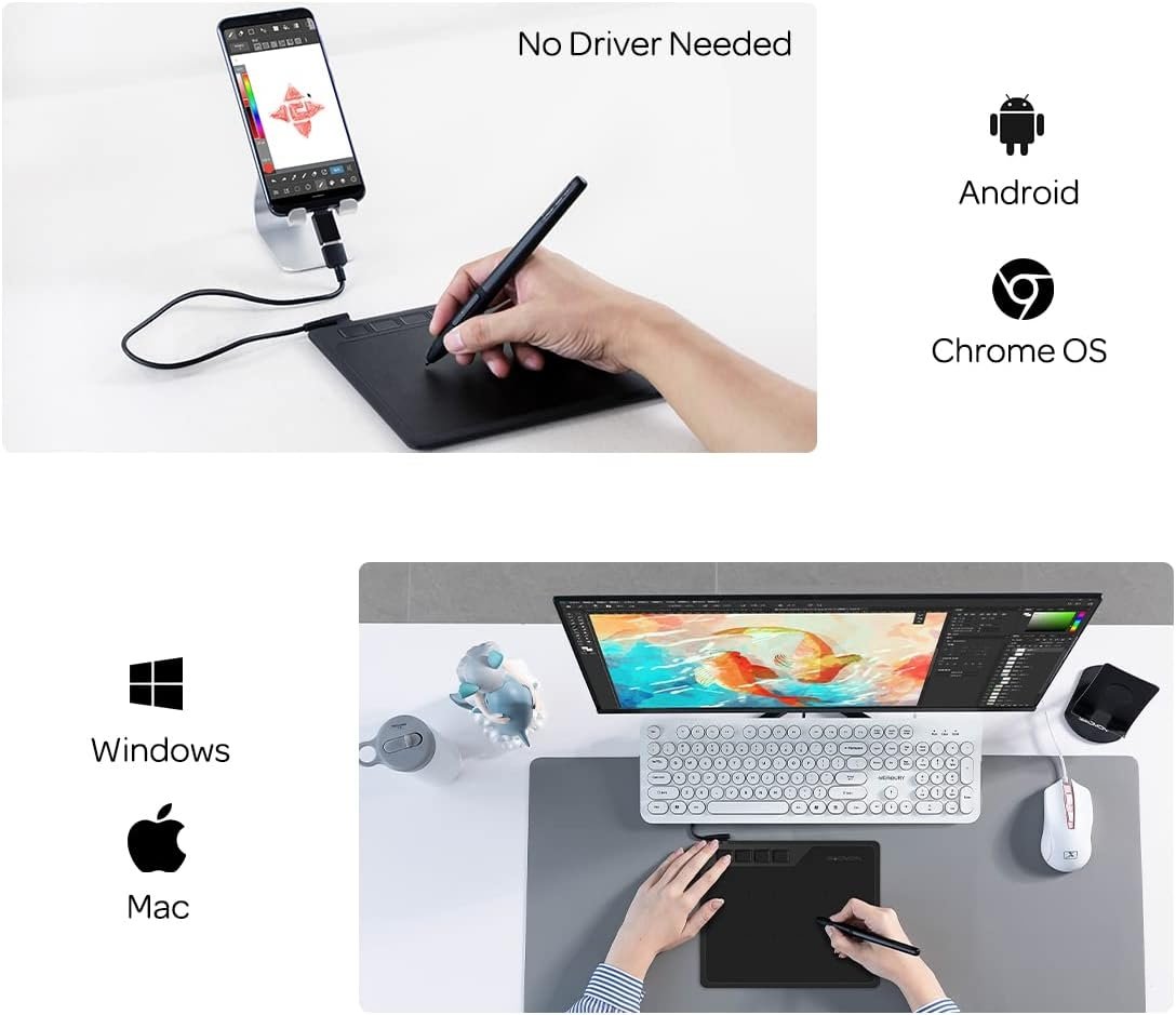 Digital Drawing Board 16,5x10cm med pen Windows Mac Android Chrome