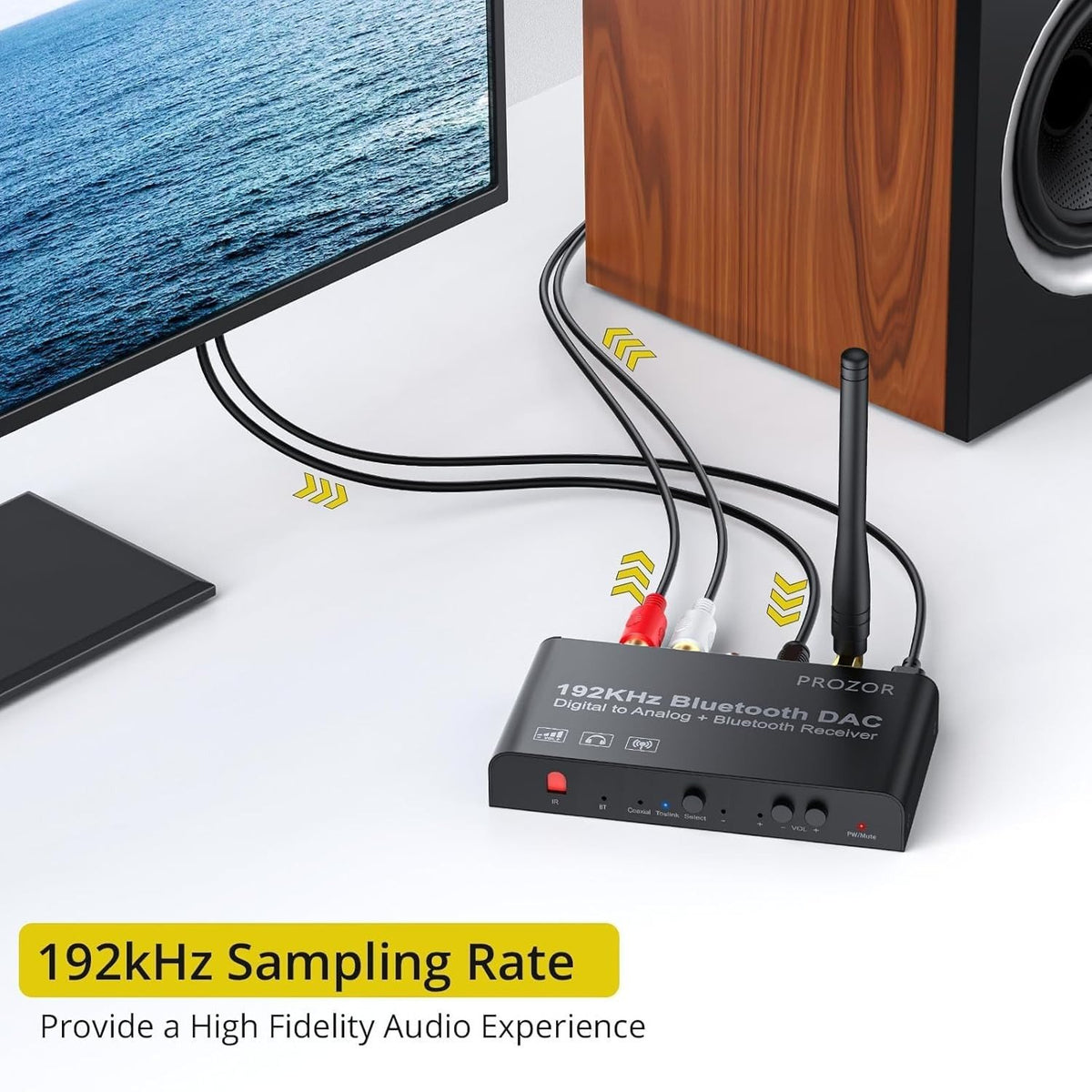 Digital til analog konverter med Bluetooth, 192 khz DAC stereo