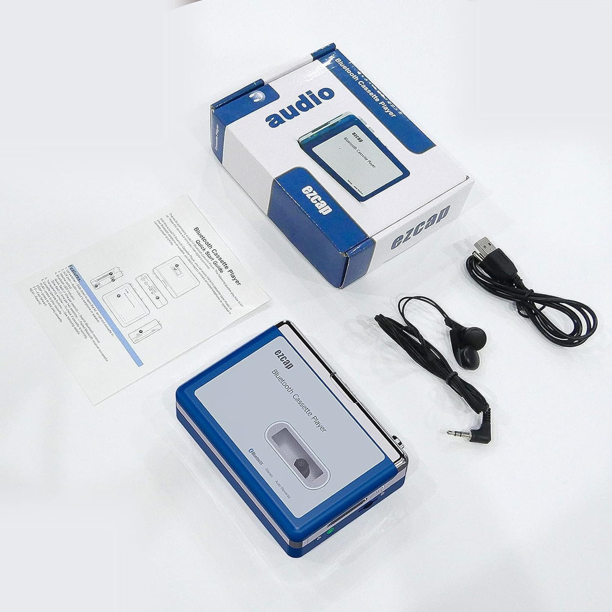 Ezcap Bluetooth kassetteafspiller, Walkman båndafspiller med 3,5 mm AUX udgang