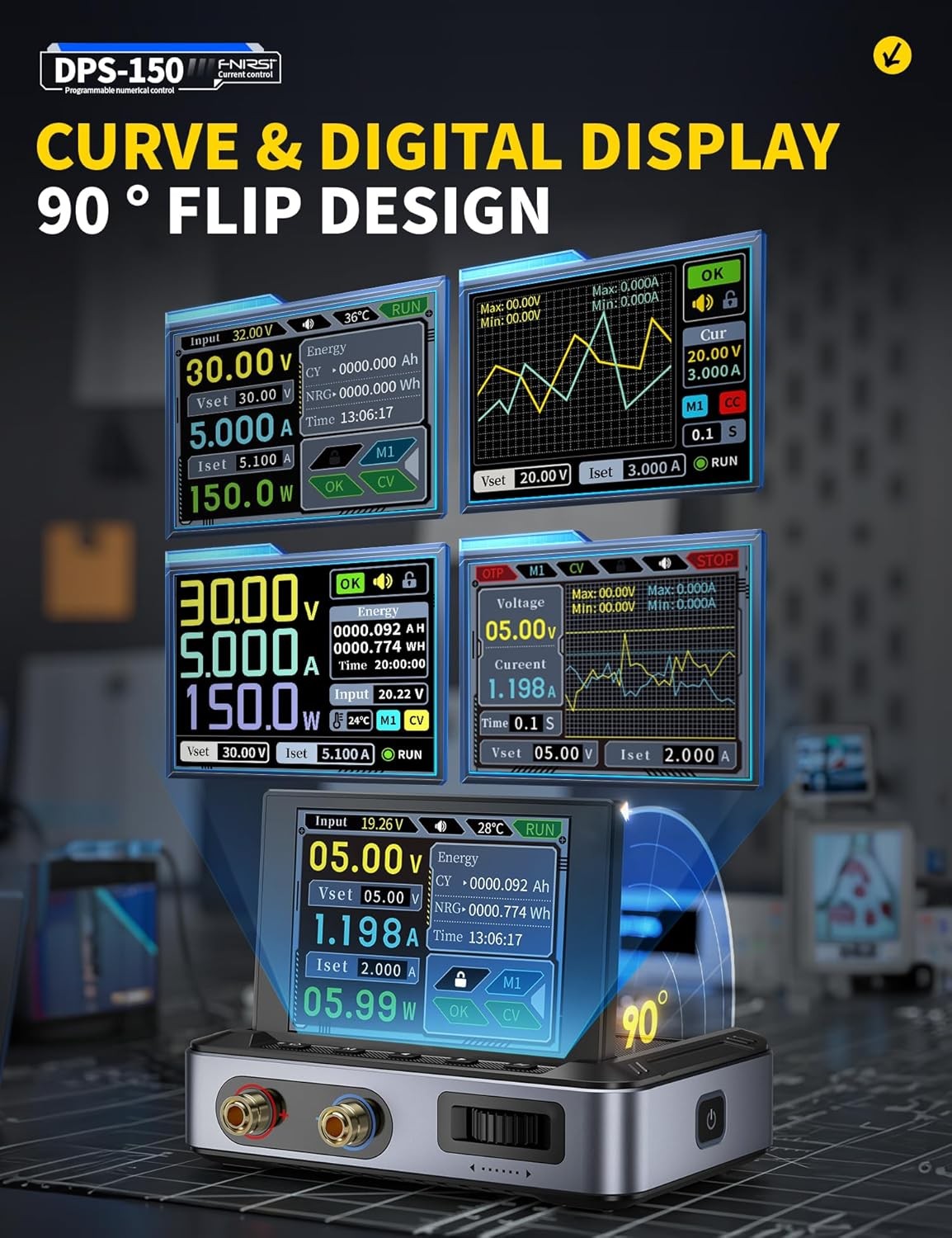 FNIRSI Mini DC justerbar CNC programmerbar reguleret switching strømforsyning