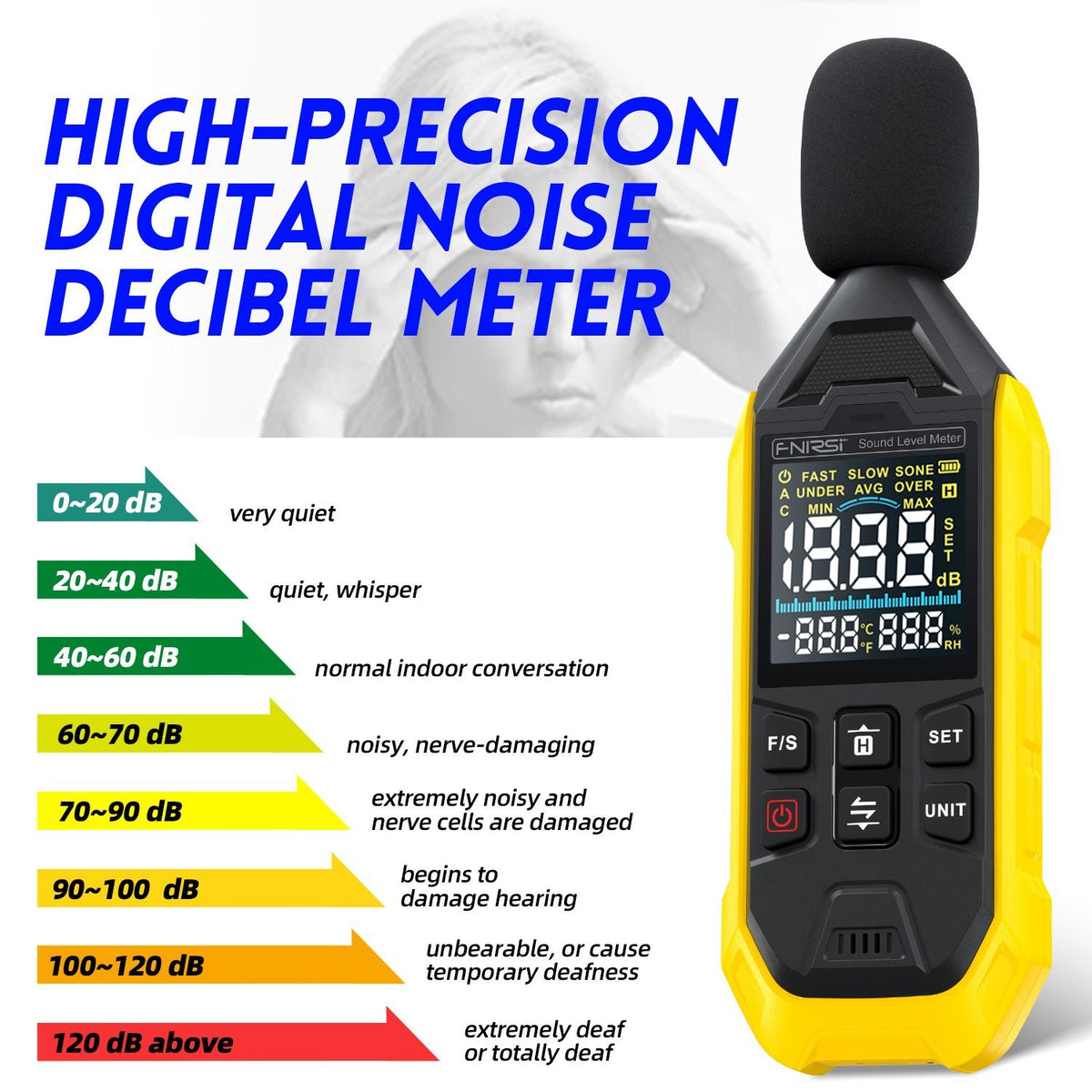 FNIRSI FDM01 Digital støj- og lydmåler 30~130dB
