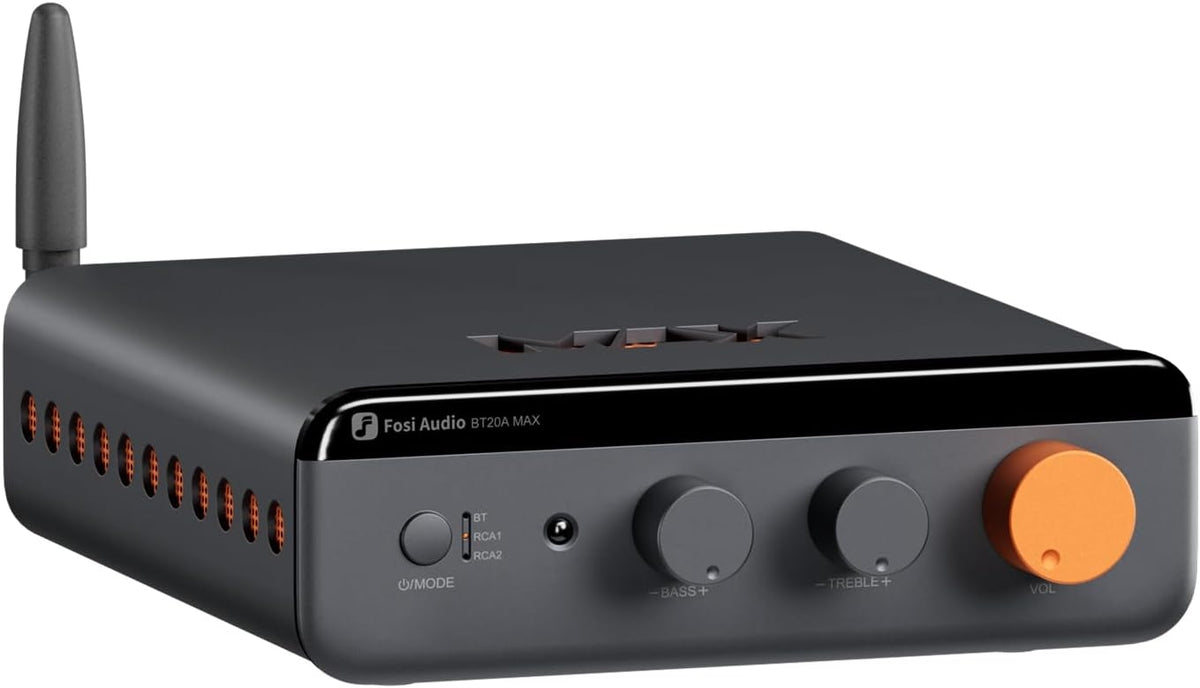 Fosi Audio BT20A MAX stereoforstærker, 300W x 2 Hi-Fi-lydforstærker med PFFB-teknologi, LDAC Bluetooth 6.0 + 2xRCA