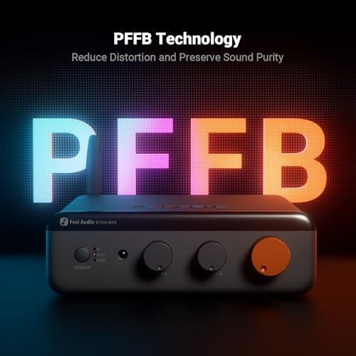 Fosi Audio BT20A MAX stereoforstærker, 300W x 2 Hi-Fi-lydforstærker med PFFB-teknologi, LDAC Bluetooth 6.0 + 2xRCA