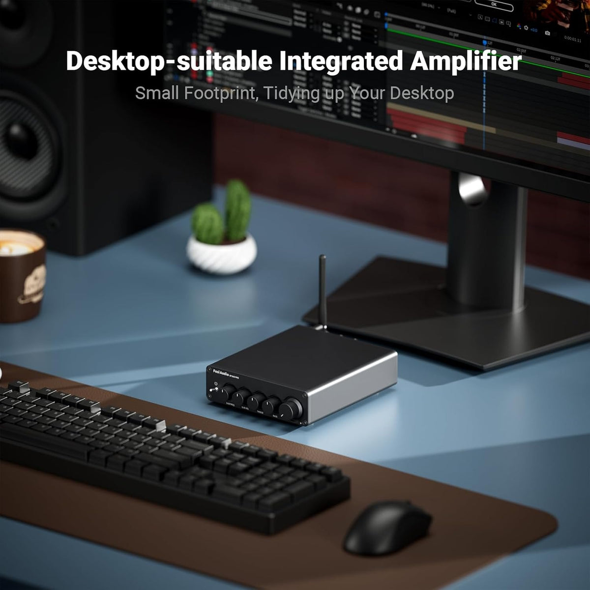 Fosi Audio Hi-Fi Bluetooth 5.0 Stereo Audio Receiver Forstærker 2.1 Channel Class D Integreret Amp 2X165W