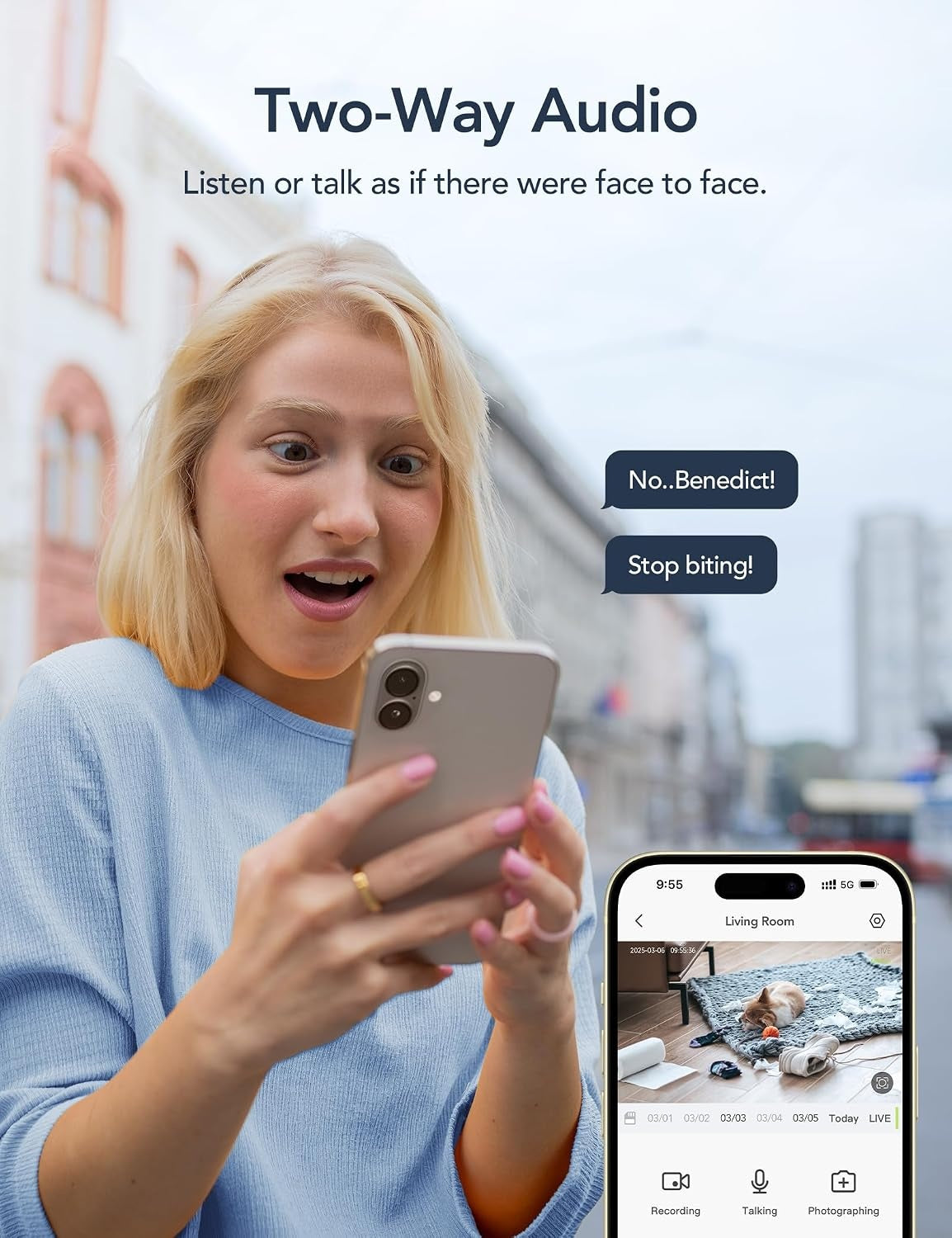 GNCC 2K Overvågningskamera til indendørs brug – 360°, 4-pak, 2,4G WiFi