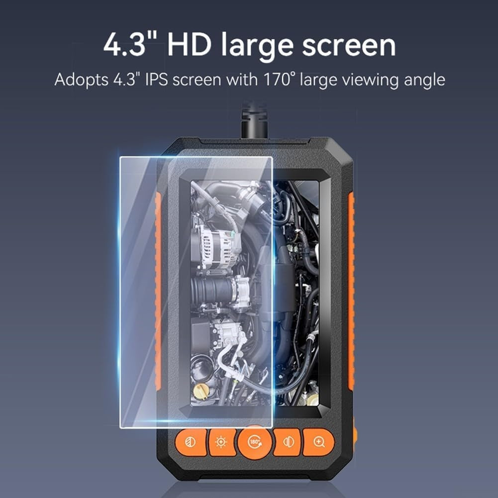 NÖRDIC 10m Endoskopkamera med dobbeltkamera, 4,3" IPS digital skærm, 1080P HD-kamera med 8 LED-lys, IP67 vandtæt inspektionskamera