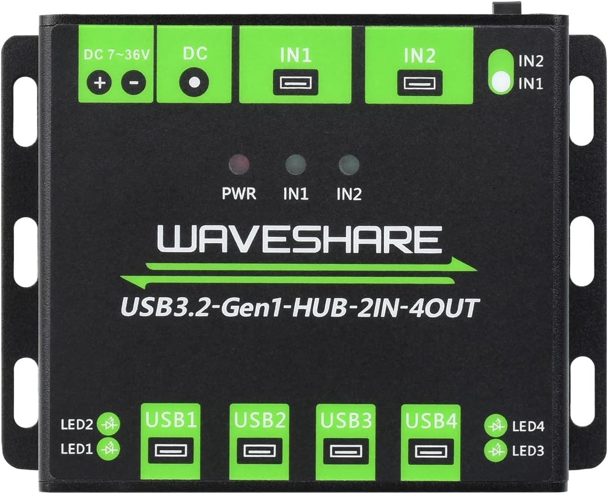 Industriel USB HUB til 2 computere til 4 USB 3.2-porte, skiftbar, monterbar, kompatibel med Windows Linux Mac