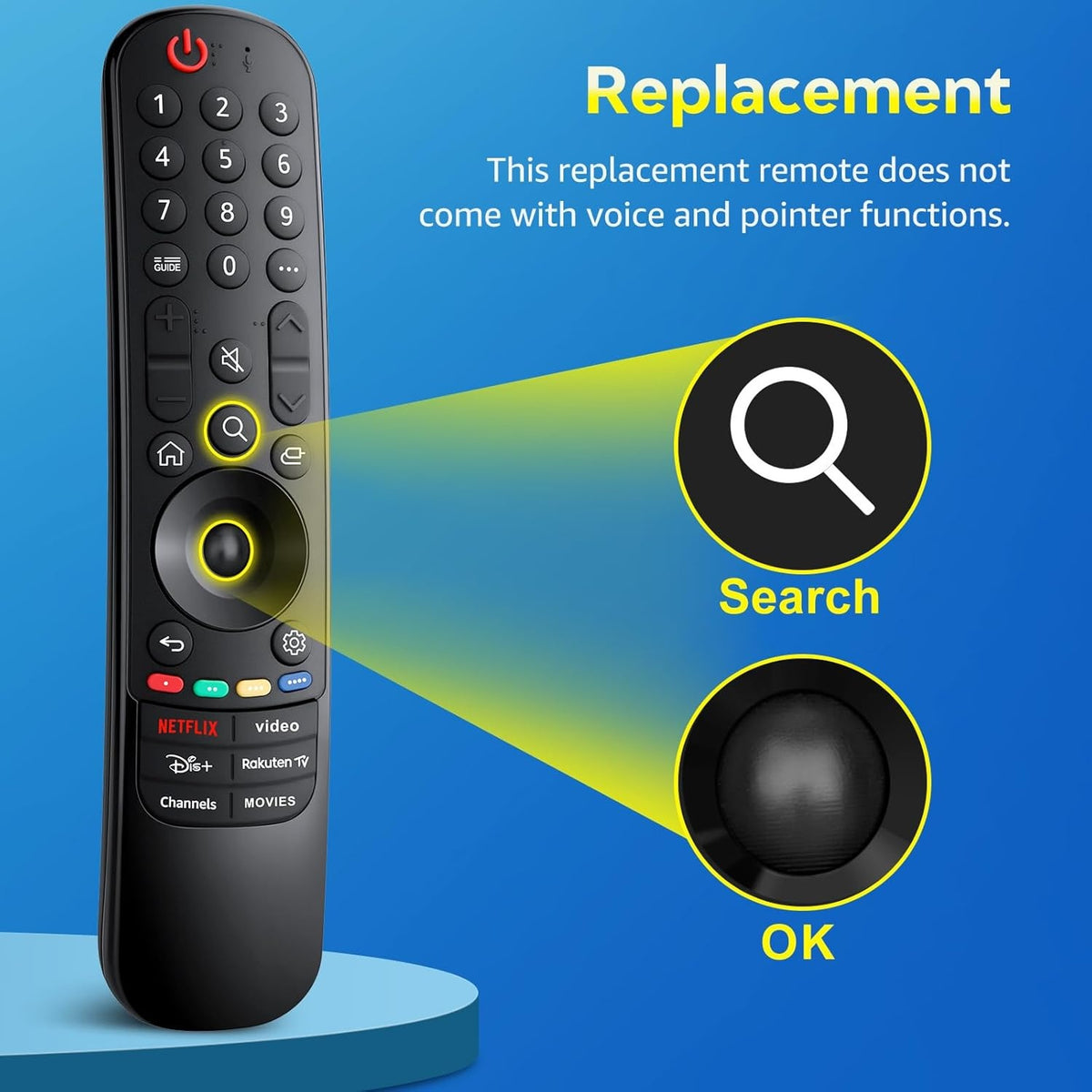 LG TV-fjernbetjening, universel til LG Magic Remote Smart TV uden stemme- og pegefunktion, erstatning for LG Original MR24GA, MR23GA, MR22GN og MR21GA