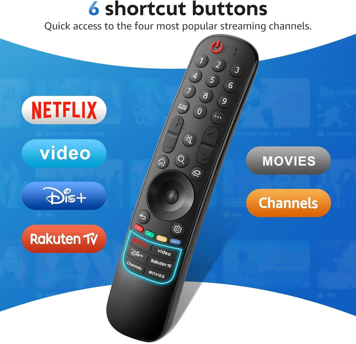 LG TV-fjernbetjening, universel til LG Magic Remote Smart TV uden stemme- og pegefunktion, erstatning for LG Original MR24GA, MR23GA, MR22GN og MR21GA