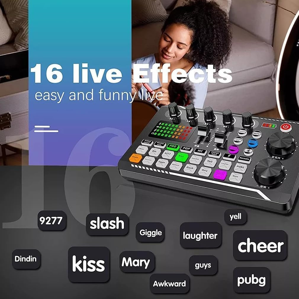 Live Sound Card lydmixer, podcast-lydinterface med DJ-mixereffekter til PS4, PS5, karaoke, TikTok, YouTube, livestreaming, optagelse og gaming