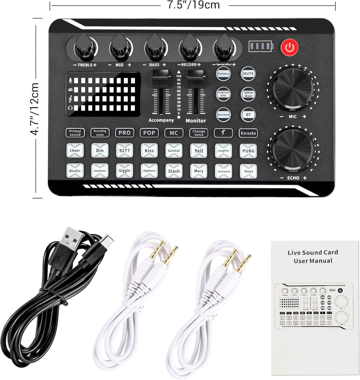 Live Sound Card lydmixer, podcast-lydinterface med DJ-mixereffekter til PS4, PS5, karaoke, TikTok, YouTube, livestreaming, optagelse og gaming