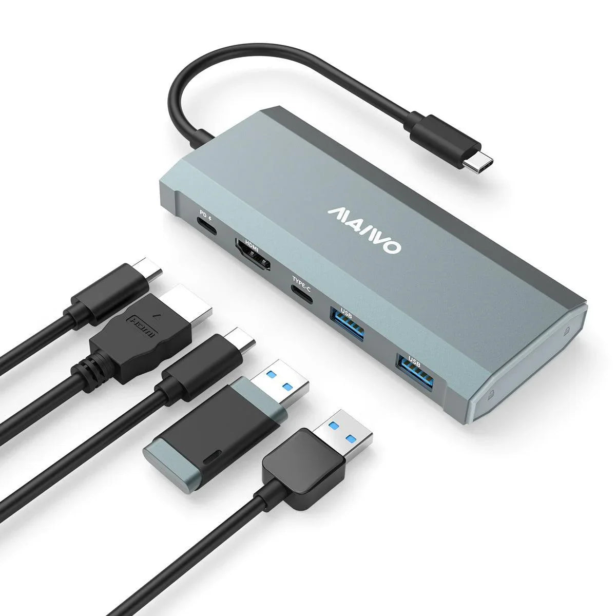 Maiwo KH1001 1 til 6 dockingstation 1xNVMe/SATA 1xHDMI 4K60Hz, 2xUSB-A 1xUSB-C 5Gbps 1xUSB-C PD100W