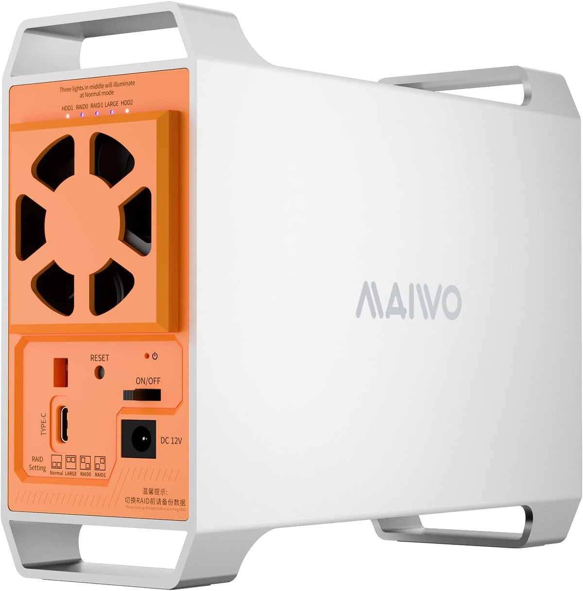 Maiwo K35282CG1 2-bay SATA RAID kabinet til 3,5" HDD, lynhurtig 5Gbps, RAID 1/0/JBOD, 2x30TB