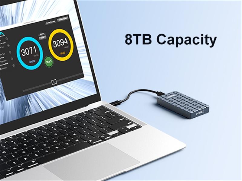 Maiwo K1717 USB4.0 NVME Eksternt kabinet 8tb m og B&M Key 2280