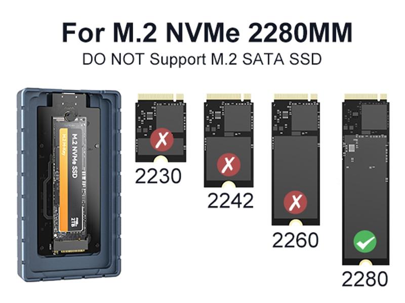 Maiwo K1717 USB4.0 NVME Eksternt kabinet 8tb m og B&M Key 2280