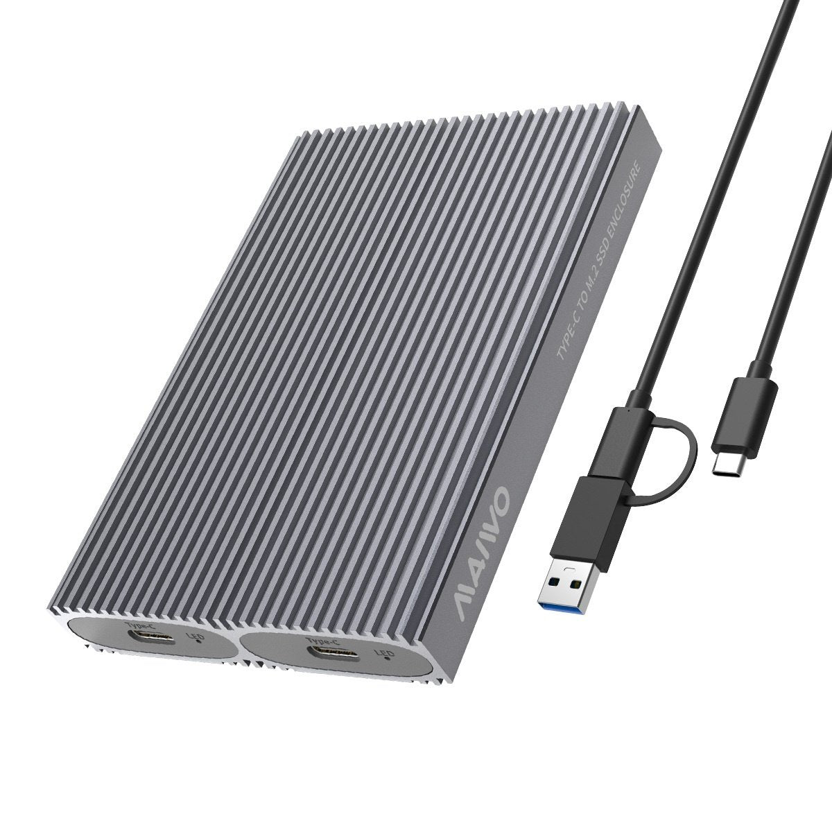 Maiwo K1202P Dual Disk NVMe SSD-kabinet USB-C 3.1 GEN2 10 Gbps