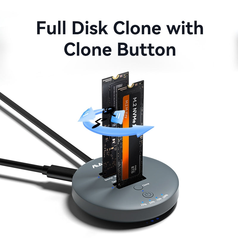 Maiwo K3026AN USB3.2 NVMe M.2 SSD-klonings-dockingstation