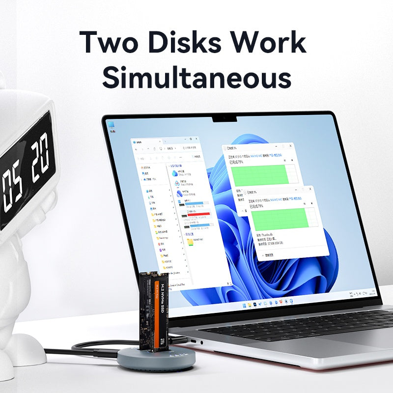 Maiwo K3026AN USB3.2 NVMe M.2 SSD-klonings-dockingstation