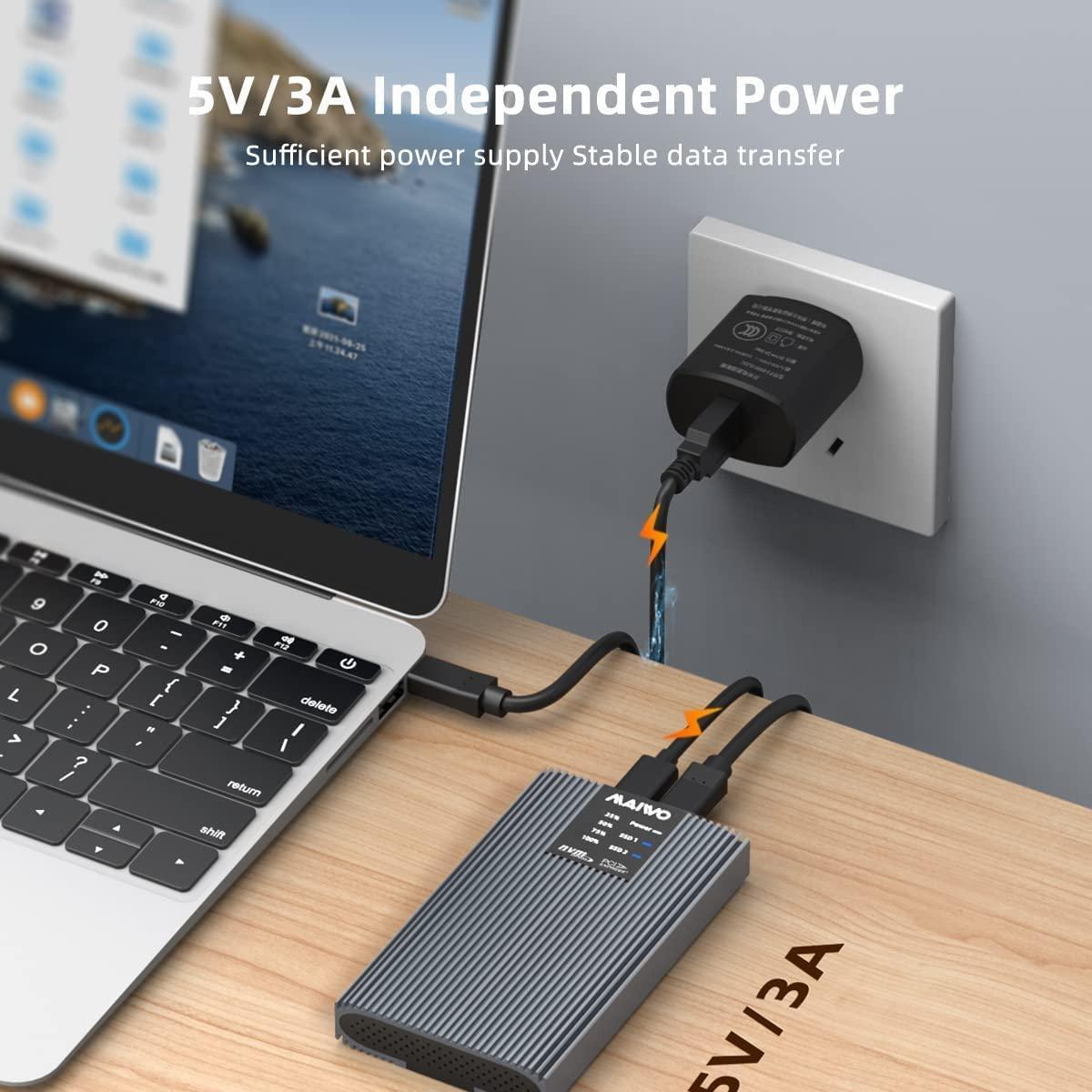 Maiwo K2022P eksternt kabinet til harddiskkloning M.2 NVMe SSD USB3.2 20Gbps
