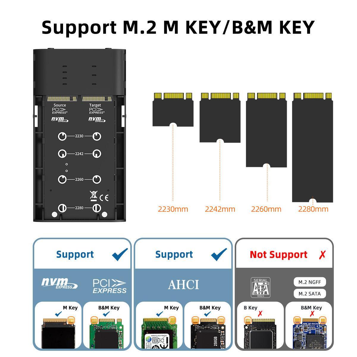 Maiwo K2022P eksternt kabinet til harddiskkloning M.2 NVMe SSD USB3.2 20Gbps