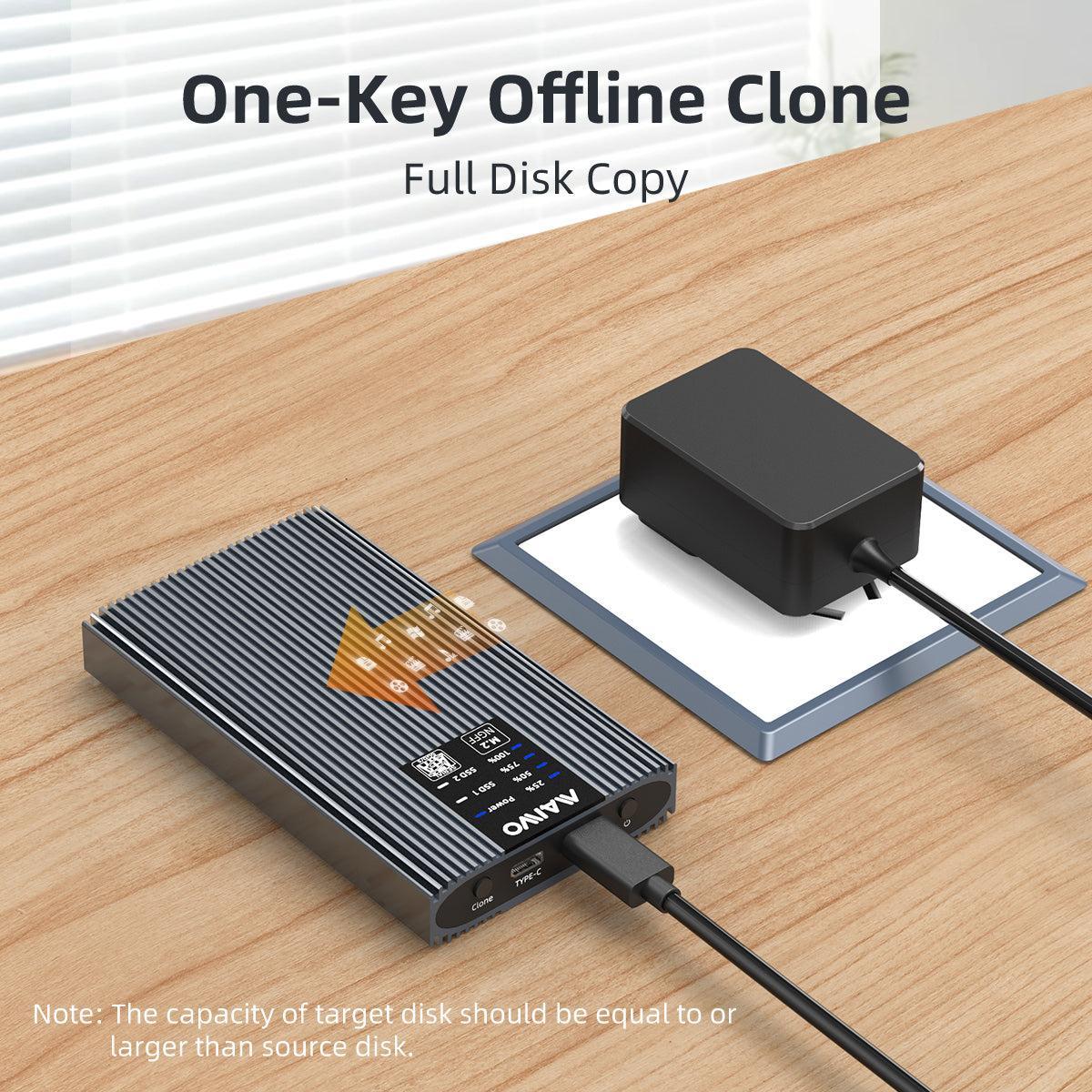 Maiwo K2022S eksternt kabinet til harddiskkloning M.2 SATA SSD USB3.2 5Gbps 1:1
