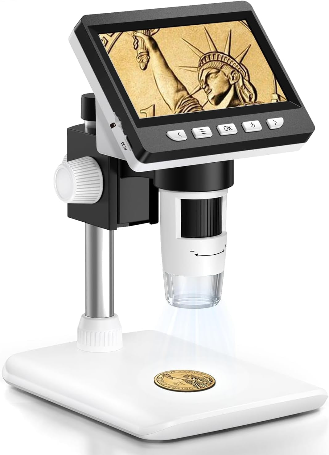 NÖRDIC LCD Digitalt Mikroskop 50X–500X, 4,3-tommer 1080P USB-mikroskop med 8 justerbare LED-lys og PC-visning
