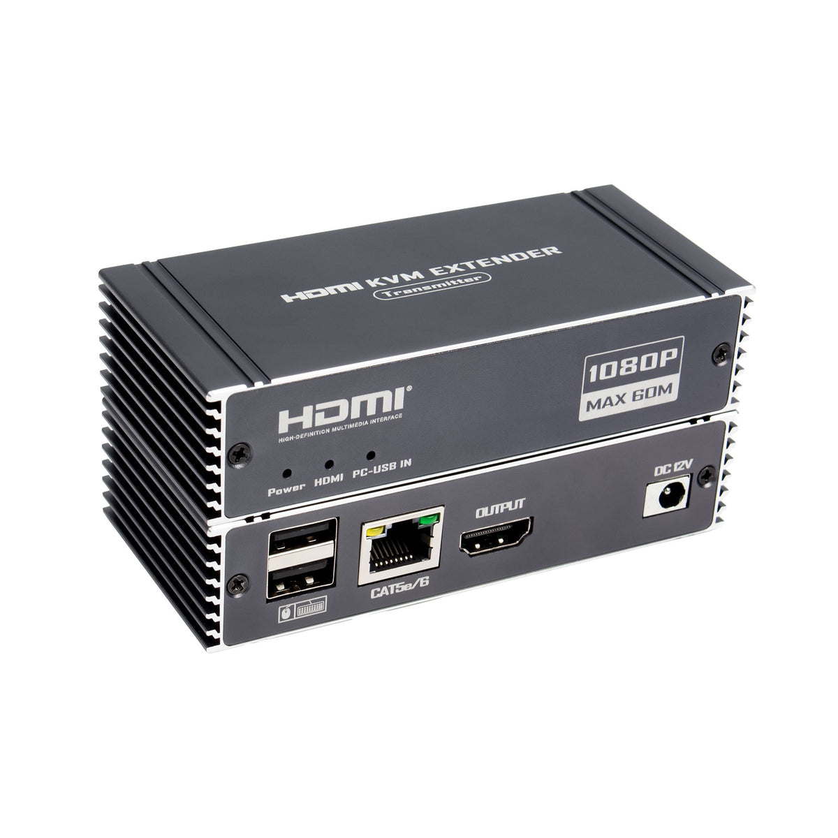 NÖRDIC 1080P 60Hz 65M HDMI KVM Extender USB over Cat5e/Cat6, POC med loop-support, USB til tastatur og mus til PC/computer
