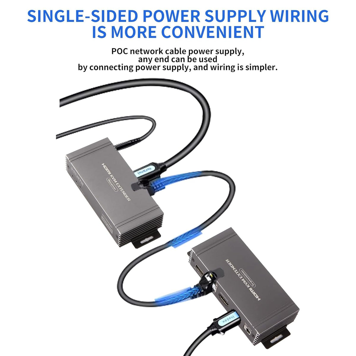 NÖRDIC 1080P 60Hz 65M HDMI KVM Extender USB over Cat5e/Cat6, POC med loop-support, USB til tastatur og mus til PC/computer