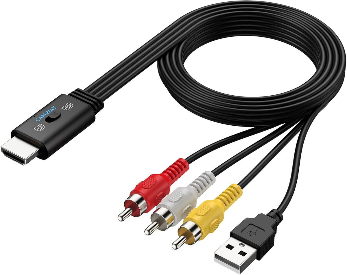 NÖRDIC RCA til HDMI-konverter 1080P 16:9/4:3 til VCR, VHS og DVD-afspillere, Mini Composite CVBS lyd- og videoadapter med understøttelse af PAL og NTSC