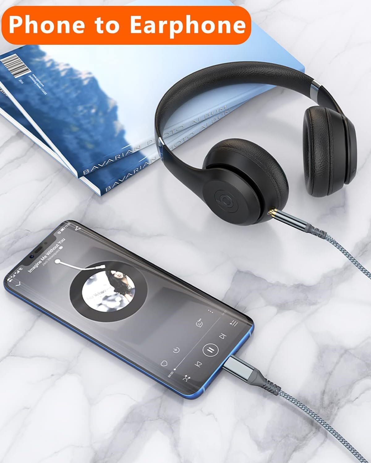 NÖRDIC 1,2 m USB-C til 3,5 mm hovedtelefon audio AUX kabel