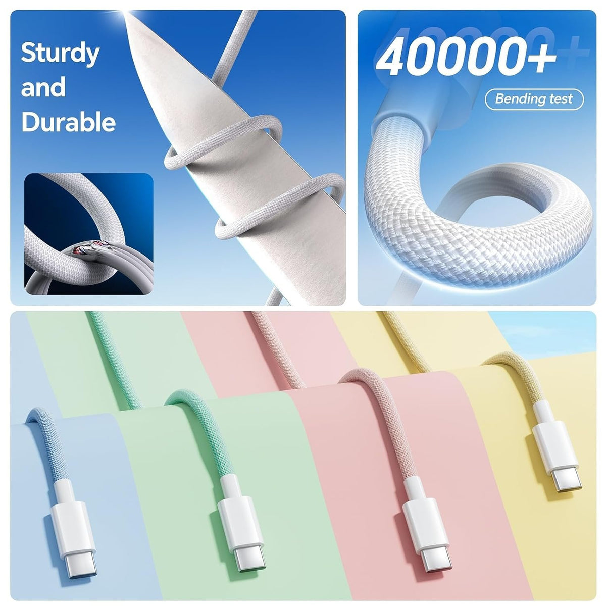 NÖRDIC 1m USB 2.0 USB-C til C-kabel til iPhone 15/15 Pro/15 Plus/15 Pro Max 3A 480Mbps 60W gul