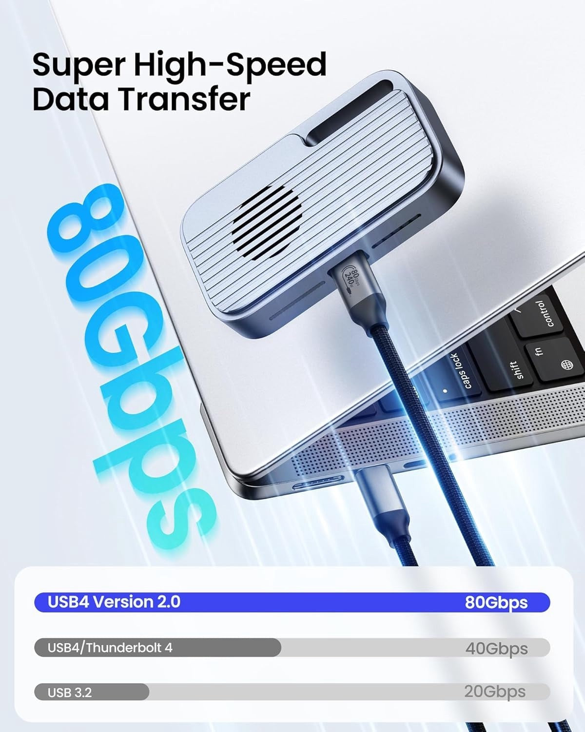 NÖRDIC 1m USB4 V2.0 120G 16K 240W kompatibel med Thunderbolt
